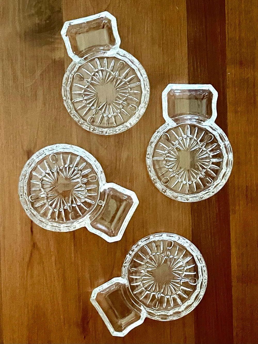Y2K Godinger Freedom Patterned Clear Glass Coaster Spoon Rest Set of 2